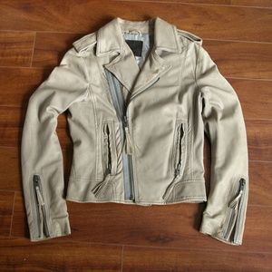 JOIE Sexy Beige Leather Moto Jacket Wms XS